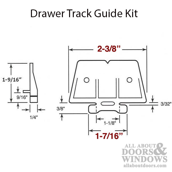 Drawer Track Guide Kit - 1-1/2 In Track Opening - Drawer Track Guide Kit - 1-1/2 In Track Opening