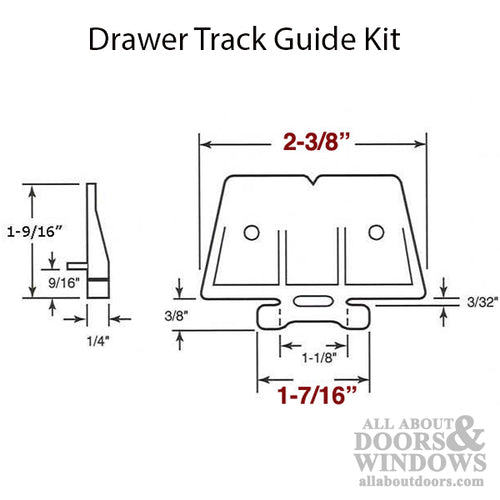 Drawer Track Guide Kit - 1-1/2 In Track Opening - Drawer Track Guide Kit - 1-1/2 In Track Opening