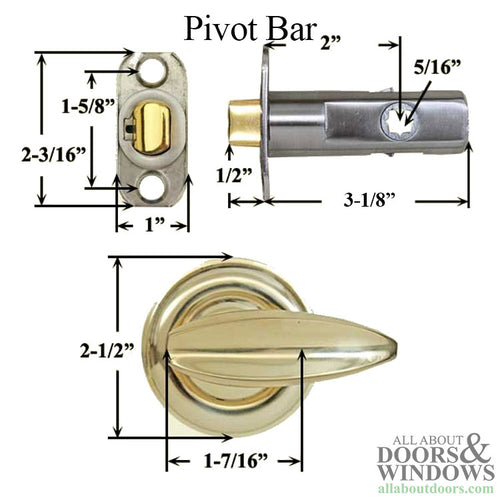 Lever, Stubby Low Profile, 2 inch backset - Solid Brass - Lever, Stubby Low Profile, 2 inch backset - Solid Brass