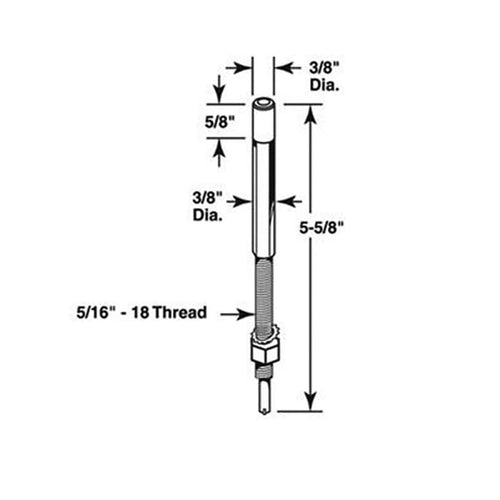 Pivot Rod, 3/8, Guide, Threaded, Nylon Cap - Pivot Rod, 3/8, Guide, Threaded, Nylon Cap