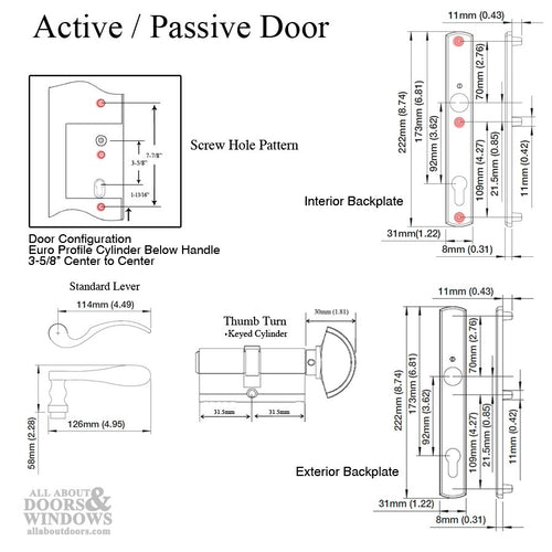 HOPPE Multipoint Lock Handleset, Munchen, M112PL/216N, Solid Brass - Resista Brass, Active - HOPPE Multipoint Lock Handleset, Munchen, M112PL/216N, Solid Brass - Resista Brass, Active