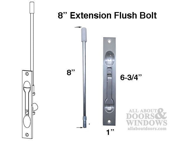 Discontinued 8 Inch Extension Bolt, 2 hole 1 x 6-3/4 Flush Lever - Brushed/Satin Chrome - Discontinued 8 Inch Extension Bolt, 2 hole 1 x 6-3/4 Flush Lever - Brushed/Satin Chrome