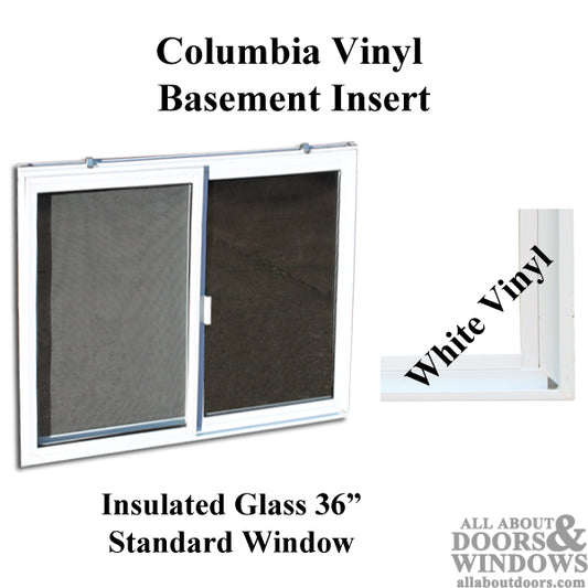 C-400-36 Vinyl Basement WINDOW Insert, Dual Pane Glass