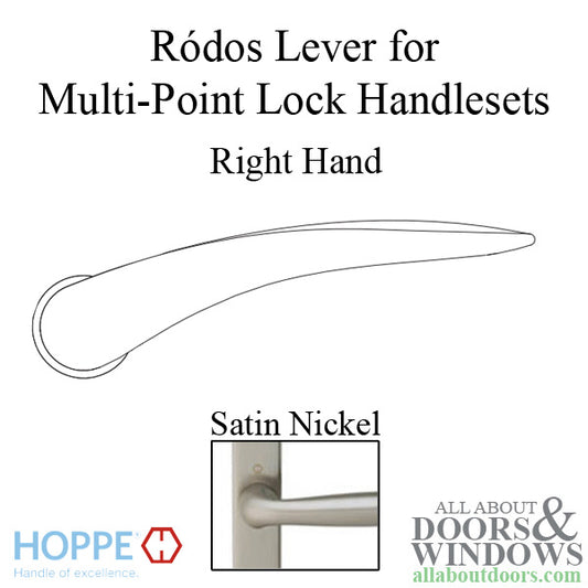 Ródos Lever Handle for Right Handed Multipoint Lock Handlesets - Satin Nickel