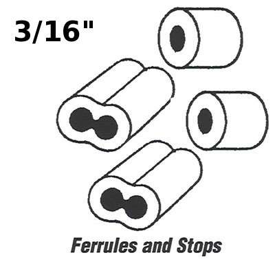 Cable Ferrules and Stops, Garage door; 3/16 Inch - Cable Ferrules and Stops, Garage door; 3/16 Inch