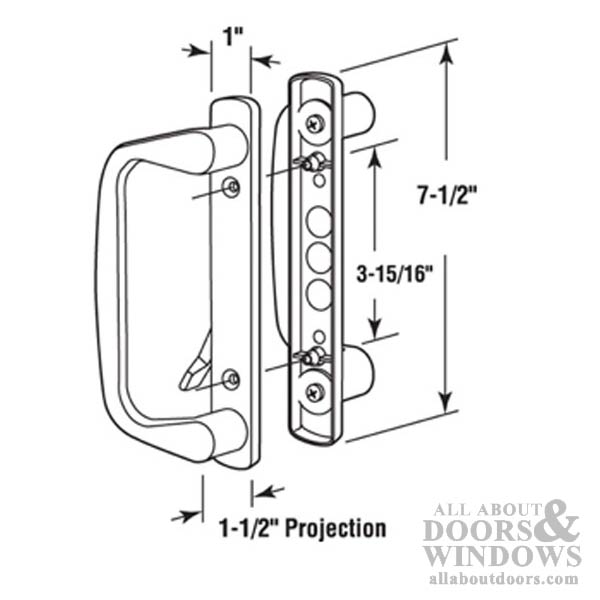 Handle set 3-15/16 H.C.- Decorative -White - Handle set 3-15/16 H.C.- Decorative -White