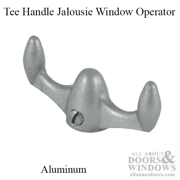 Jalousie Window Tee-Shape Crank Handle, 5/16 Spline, Streamlined - Aluminum - Jalousie Window Tee-Shape Crank Handle, 5/16 Spline, Streamlined - Aluminum