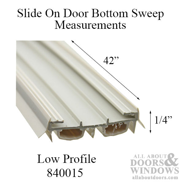 Slide on door bottom/sweep, Low Profile - 42 Inch - Beige - Slide on door bottom/sweep, Low Profile - 42 Inch - Beige