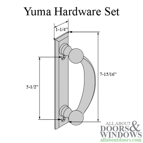 Andersen Yuma 4-Panel Gliding Door Interior/Exterior Trim Hardware - Distressed Nickel - Andersen Yuma 4-Panel Gliding Door Interior/Exterior Trim Hardware - Distressed Nickel