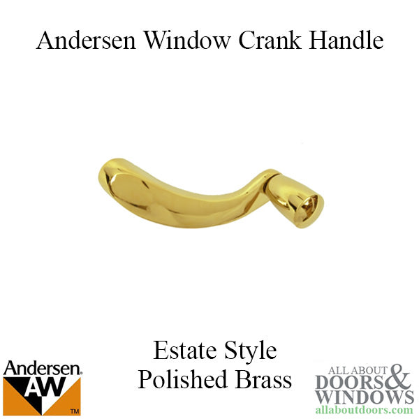 Andersen Window Improved/E-Z Casement Crank/Handle - Estate Style - Polished Brass - Andersen Window Improved/E-Z Casement Crank/Handle - Estate Style - Polished Brass