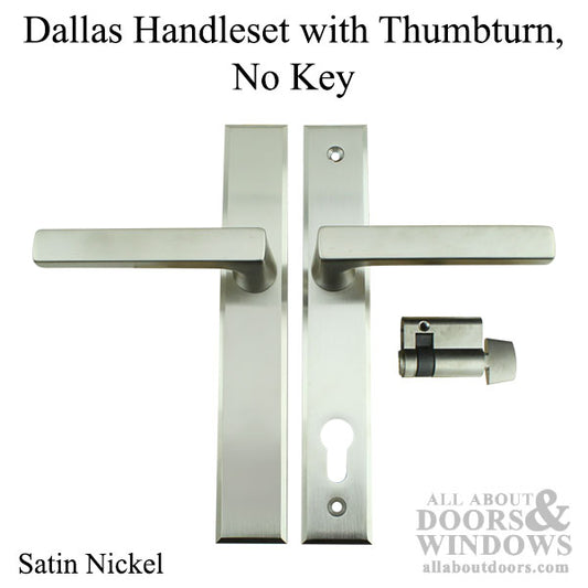 Dallas Contemporary Lever Handle, Inactive, Nonkeyed with Thumbturn,  M1643 / 2161N Set - Satin Nickel