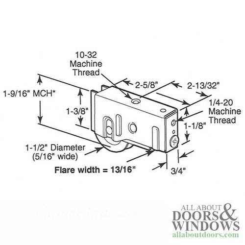 1-1/2  Steel Wheel Roller Assembly, 13/16 Housing - 1-1/2  Steel Wheel Roller Assembly, 13/16 Housing