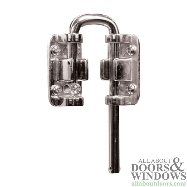 13/16 Inch Sliding Door Loop Lock - Nickel Plated - 13/16 Inch Sliding Door Loop Lock - Nickel Plated