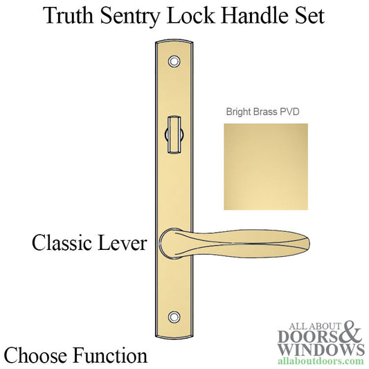 Truth Sentry Lock Handle Set, Classic, Semi-Active, Decorative finishes over Brass, PVD Brass