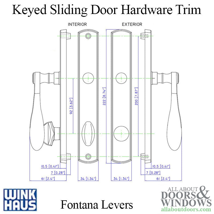 Fontana Keyed Entry for Winkhaus Sliding Door Hardware Trim - Fontana Keyed Entry for Winkhaus Sliding Door Hardware Trim