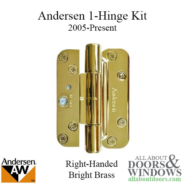 1 Hinge Kit, 2005-Present Andersen FWH Right Hand Door - Bright Brass - 1 Hinge Kit, 2005-Present Andersen FWH Right Hand Door - Bright Brass