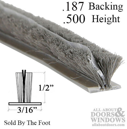 Fuzzy Weatherstrip .187 Backing, .500 Pile, Finseal, Door and Window Weather Seal - Fuzzy Weatherstrip .187 Backing, .500 Pile, Finseal, Door and Window Weather Seal