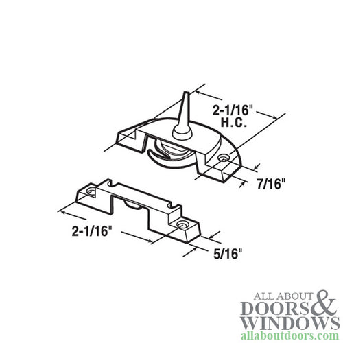 2-1/16inch Sash / Cam Lock, Diecast - Choose Color - 2-1/16inch Sash / Cam Lock, Diecast - Choose Color