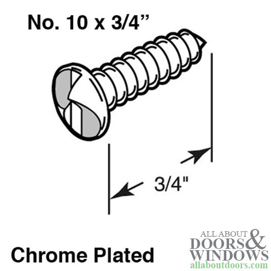 One Way Sheet Metal Screws - No. 10 x 3/4 Inch Chrome Plated Steel