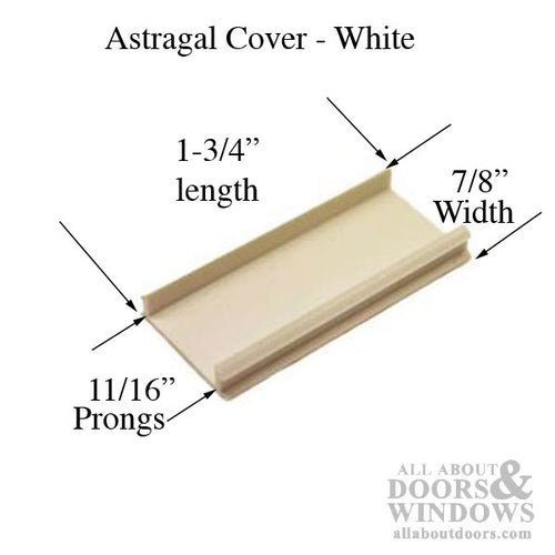 Plastic Flush Bolt cover for Aluminum T-Astragal - White - Choose Length - Plastic Flush Bolt cover for Aluminum T-Astragal - White - Choose Length