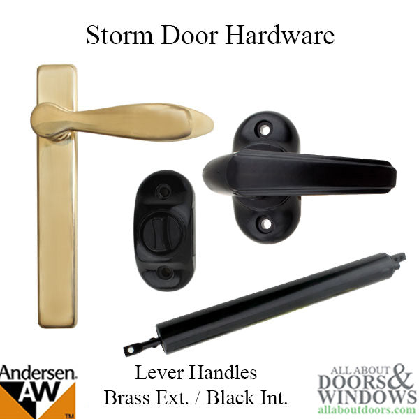 Andersen/ Emco Storm Door Hardware Kit - Brass Exterior, Black Interior - Andersen/ Emco Storm Door Hardware Kit - Brass Exterior, Black Interior