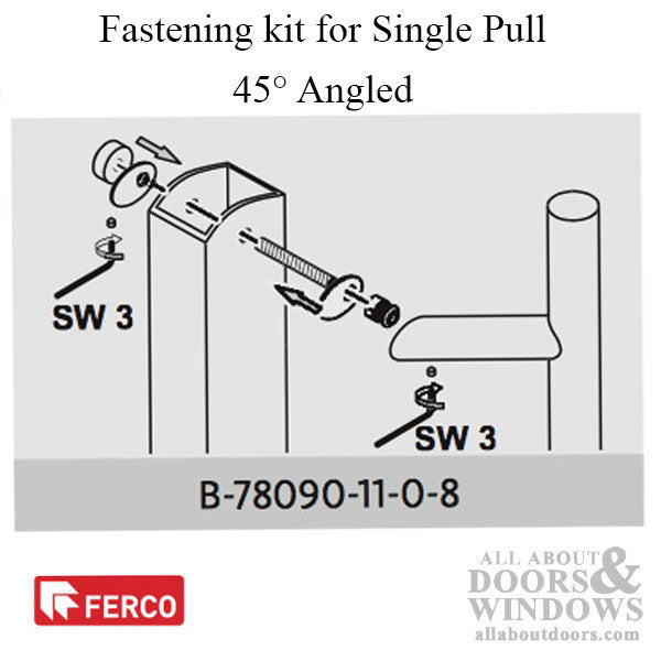 G-U Ferco Fastening kit for 45° Single Pull Bar - Stainless Steel - G-U Ferco Fastening kit for 45° Single Pull Bar - Stainless Steel