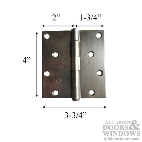 Steel Hinge - 4 x 3-3/4 - Square Corners - Steel Hinge - 4 x 3-3/4 - Square Corners