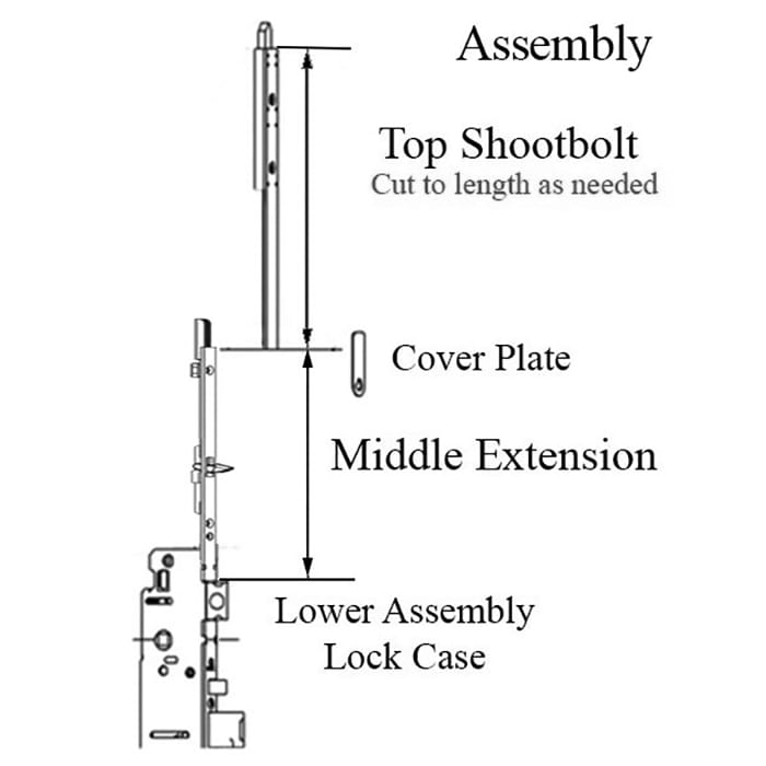 16mm Manual Middle Extension Shootbolt-Tongue @ 23.62