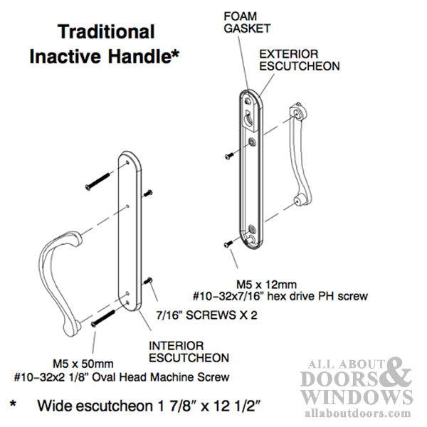 Marvin Ultimate Sliding French Door, Inactive / Dummy wide handle set - PVD Satin Nickel - Marvin Ultimate Sliding French Door, Inactive / Dummy wide handle set - PVD Satin Nickel