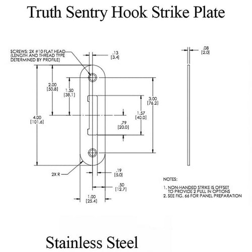Truth Sentry Hook Strike Plate Stainless Steel - Truth Sentry Hook Strike Plate Stainless Steel