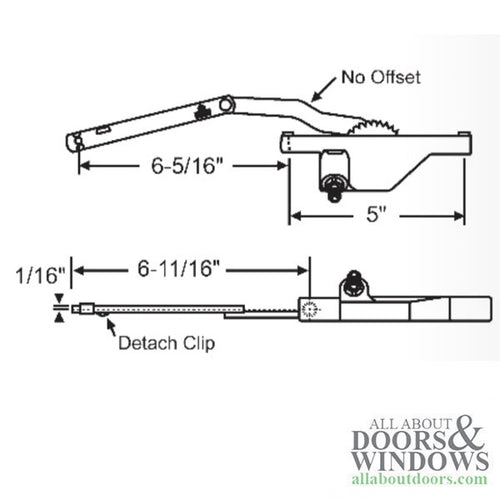 Left Hand 6-11/16 Inch Rear Face Mounted Dyad Casement Operator for Window - Left Hand 6-11/16 Inch Rear Face Mounted Dyad Casement Operator for Window