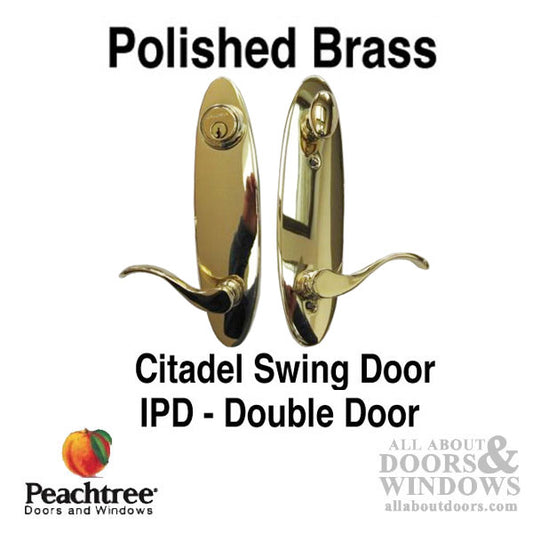 Citadel Peachtree Swing Double Door Handles - Polished Brass