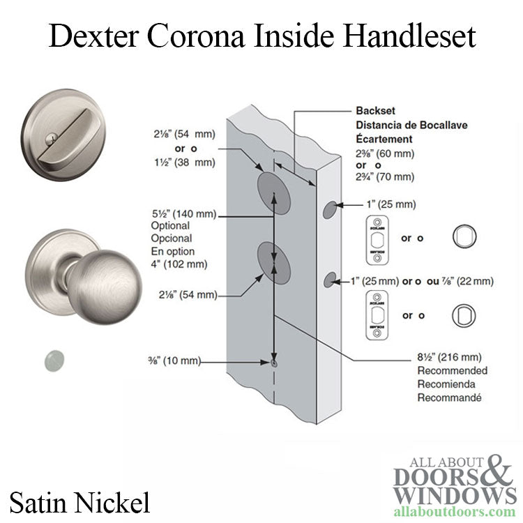 Dexter Corona JH59-619 Inside Handleset - Satin Nickel - Dexter Corona JH59-619 Inside Handleset - Satin Nickel