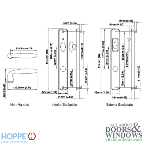 Hoppe HLS7 Handleset, Verona, M151/2167N, Non Keyed Inactive, Matte Black - Hoppe HLS7 Handleset, Verona, M151/2167N, Non Keyed Inactive, Matte Black