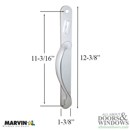 Marvin Narrow Traditional, Non-Keyed Sliding Patio Door Handle - White - Marvin Narrow Traditional, Non-Keyed Sliding Patio Door Handle - White