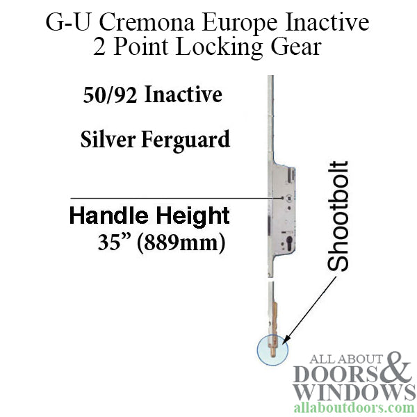 Cremona 50/92 Inactive Shootbolt, Passive Door 2 Point lock- Silver - Cremona 50/92 Inactive Shootbolt, Passive Door 2 Point lock- Silver