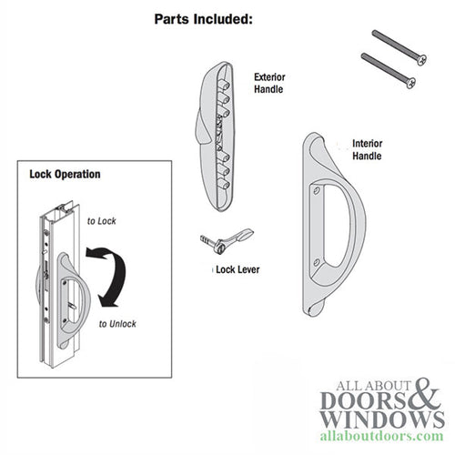 Amesbury Truth Sliding Patio Door Handle Set Interior and Exterior Non-Keyed - Amesbury Truth Sliding Patio Door Handle Set Interior and Exterior Non-Keyed