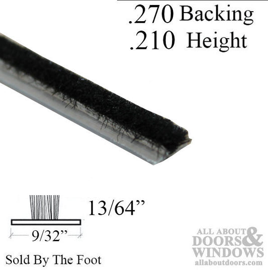 Weatherstrip .270 backing x .210 pile w/ Fin seal -