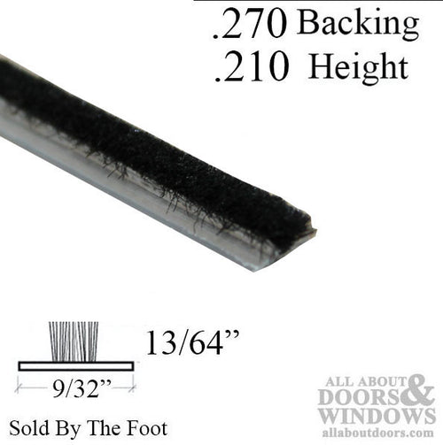 Weatherstrip .270 backing x .210 pile w/ Fin seal - - Weatherstrip .270 backing x .210 pile w/ Fin seal -