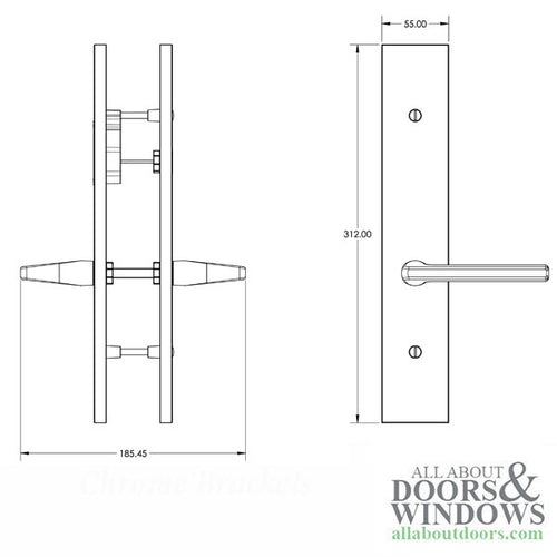 G-U Roma Handle with 55 mm Plate, Dummy with Fixed Handles, Solid Brass  -  Choose Color - G-U Roma Handle with 55 mm Plate, Dummy with Fixed Handles, Solid Brass  -  Choose Color