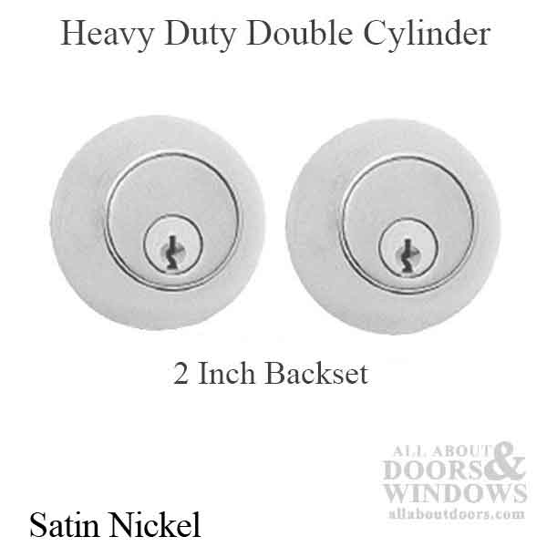 Deadbolt, 2 inch backset, Double Cylinder - Satin Nickel - Deadbolt, 2 inch backset, Double Cylinder - Satin Nickel