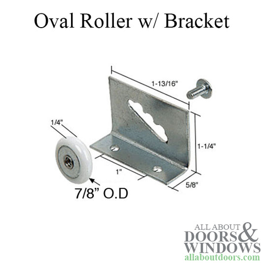 Shower door roller: 7/8 Oval Wheel w/ Bracket, TUB ENCLOSURE