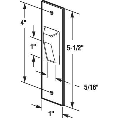 Strike, 5-1/2 inch Surface Mount Sliding Glass Door - Strike, 5-1/2 inch Surface Mount Sliding Glass Door