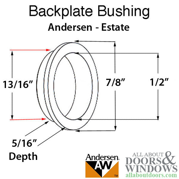 Discontinued - Bushing, 1/2 Diameter Handle, Andersen Newbury Series - White - Discontinued - Bushing, 1/2 Diameter Handle, Andersen Newbury Series - White