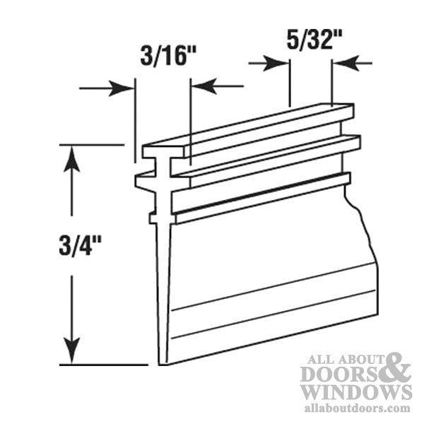 Shower Door Sweep, T-shape,   3/4 inch - Gray - Shower Door Sweep, T-shape,   3/4 inch - Gray