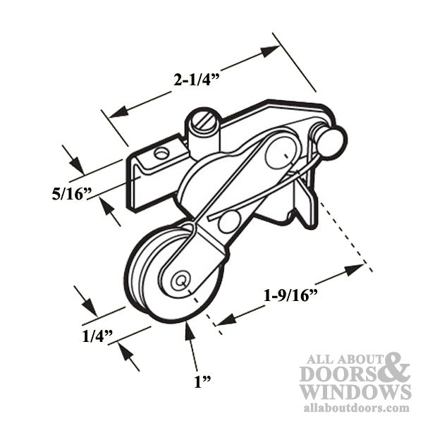 Roller Assembly with 1 Inch Nylon Wheel for Sliding Screen Door - Roller Assembly with 1 Inch Nylon Wheel for Sliding Screen Door