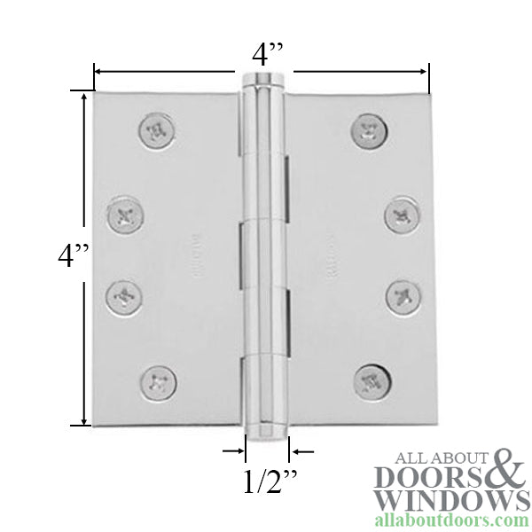 Blemished 4 x 4 inch Solid Brass Hinge - Polished Chrome - Blemished 4 x 4 inch Solid Brass Hinge - Polished Chrome