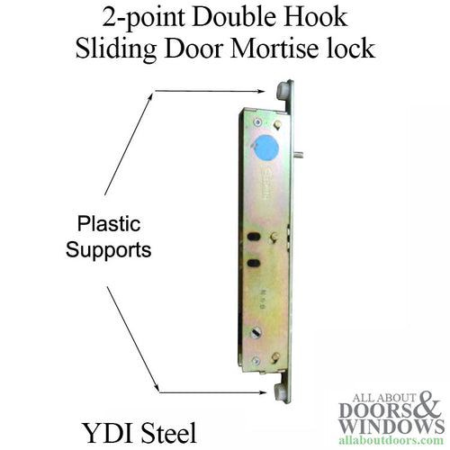 2-point Double Hook Sliding door lock With Supports, Outward Hooks, Truth Nexus - 2-point Double Hook Sliding door lock With Supports, Outward Hooks, Truth Nexus