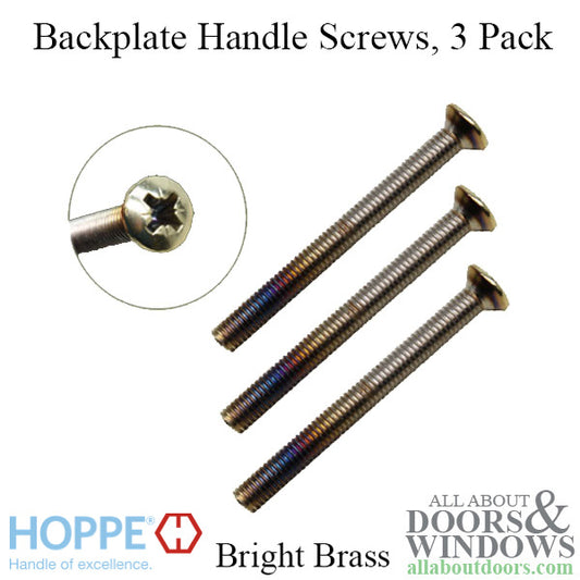 Handle Screws, 3 pack - 1-3/4 inch thick Door, M5 x 50mm - Bright Brass