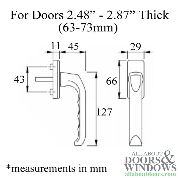 London Patio Balcony Handle, Non-Keyed - London Patio Balcony Handle, Non-Keyed